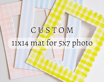 Paspartú personalizado pintado a mano de 11 x 14 para fotos de 5 x 7
