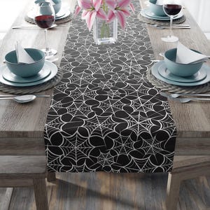 Halloween table runner- Fall & Spooky Season Kitchen Decor, Orange Polyester/Cotton Twill, Bright Orange Dining Room Decor