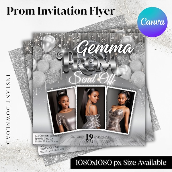 Prom Invitation, Prom Send Off Flyer, Prom Invitation Flyer, Prom Flyer, Prom Sale Flyer, Prom Party Invite, Editable Template in Canva