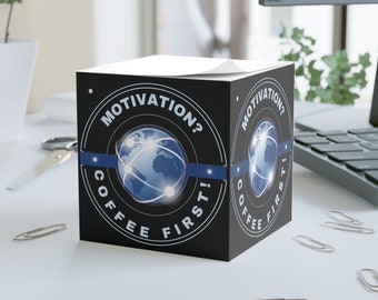 Coffee Sticky Note Cube - 700 Sheet Motivational Memo Pad, Creative Office Desk Accessory, Inspirational Note Block