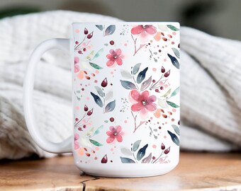 Wildflowers Mug, Cottagecore Coffee Mug, Pressed Flowers Mug, Pastel Floral Nature Mug, Botanical Tea Cup, Flower Garden Lover, Gift for Her