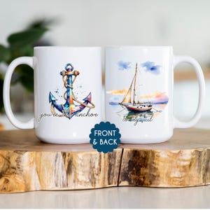 Nautical Anchor Coffee Mug Ceramic Gift Mug Dishwasher Safe Microwave Safe Coastal Decor Kitchen Anchor Gifts Nautical Decor Beach Home