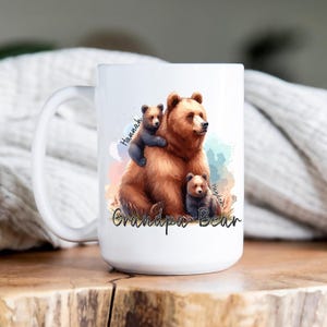 Grandpa Bear Mug - Grandpa Bear with Cubs Coffee Mug - Personalized Grandfather Mug - Custom Grandpa Mug - New Grandpa Coffee Mug - Papa Mug