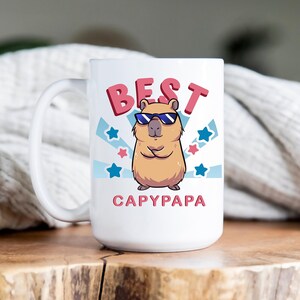 La mejor taza de café de capibara, taza de capibara ilustrada para el Día del Padre, regalo de relajación y buen rollo para papá