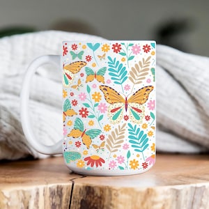 Butterfly coffee mug, Butterfly-themed coffee cup,  Colorful butterfly mug, Butterfly patterned coffee mug, Ceramic butterfly coffee mug