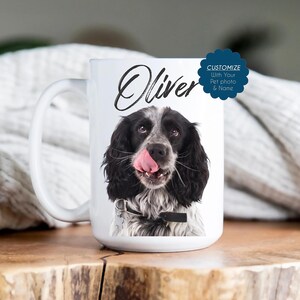 Personalized pet photo mug Custom pet ceramic mug Pet lover coffee mug Pet portrait mug Customized pet name mug Personalized dog or cat mug