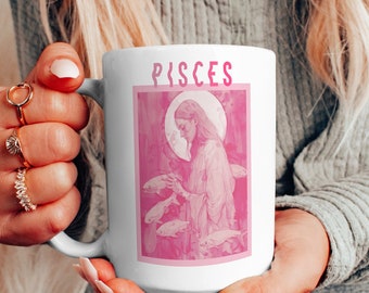 mug pisces, star sign, astrology gift, zodiac mug, pisces mug, pisces design, astrology illustration, girly coffee mug