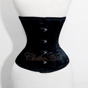 Heavy Duty Women Corset Underbust Satin Steel Boned Waspie Corset Belt Lace up Gothic Steampunk