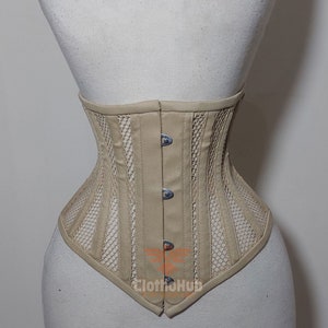 Women&#39;s Waist Trainer Corset , Steel Boned Corset , Underbust Shaper Weight Loss Corset , Beige Skin Mesh Corset