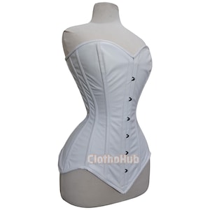 Heavy Duty Leather Overbust Corset - Longline Steel Boned Waist Trainer for Women | Gothic, Steampunk, Plus Size Shapewear