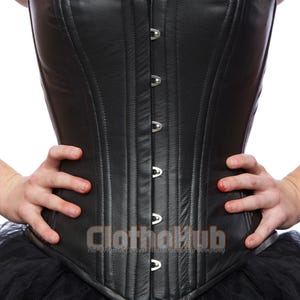 Victorian Leather Corset for Women – Overbust Waist Trainer, Gothic Bustier Shaper, Handmade Corsetry Luxury Black Leather Corset