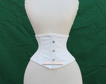 Underbust Corset: Steel Boned Waist Training Cincher Waspie belt Shaper Cotton Corset