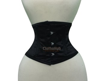 Corset pour femmes sous la poitrine en satin Waspie ceinture corset à lacets gothique en acier désossé taille formateur ceinture robe C79S