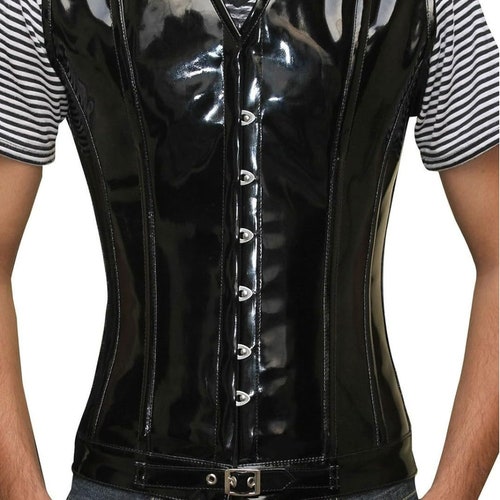 Corset en PVC pour hommes avec lacets