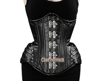 Faux Leather Hourglass Corset: Steel Boned Waist Trainer