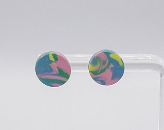 Glam Mosaic - Circular Studs - Pink, Blue, Yellow, Green