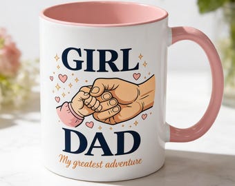 Meisje vader Vaderdagmok, mijn grootste avontuurcadeau, emotionele koffiekop papa van meisjes, roze mok, dochter, Vaderdagcadeau 2026