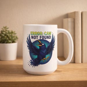 "Krähe - ""Error: Caw Not kette"" Kaffeebecher | Programmierer Humor Geschenk | Vogel-Liebhaber-Tasse | Lustige Coding-Tasse | Nerd Geschenk | Geek Kaffee Tasse
