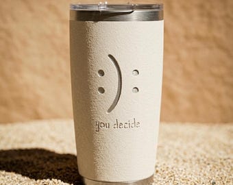 You Decide Mood Tumbler, Aesthetic Smiley Face Cup, Cute Insulated Travel Mug, Funny Gift for Her, Mental Health Gift, Minimalist Tumbler