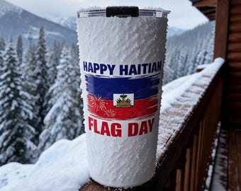 Haiti Flag Tumbler, Haitian Pride Heart Cup, Haitian American Gift for Women, Caribbean Pride Travel Mug,Haitian Heritage Insulated Cup 20oz