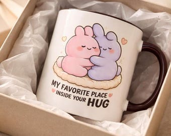 My Favorite Place Is Inside Your Hug Mug Cute Couple Coffee Cup Romantic Gift for Girlfriend Boyfriend, Anniversary Mug Valentine's Day Gift