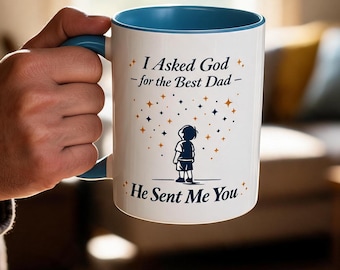 Vaderdagcadeaumok, ik vroeg God om de beste vader, christelijke vader koffiemok, cadeau van zoon, dochter, religieus cadeau voor vader