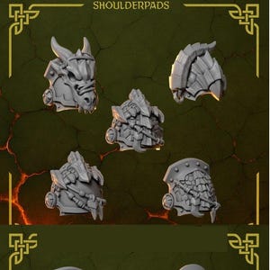 3d Printed Shoulder Pads x 10 Anvil Wardens Shoulder Pauldron Prime Armor Upgrade Bits Scaled Bits Kitbash Conversion Greytide Studio