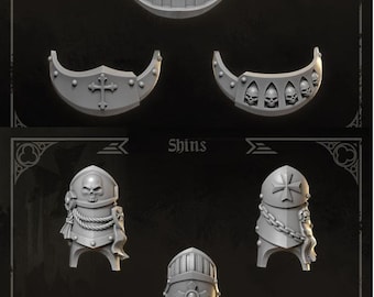 3d Printed Gorgets and Shins Eternal Crusaders Big Scale Pilgrims Bits Armor Upgrade Kitbash Bits Greytide Studio