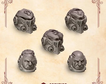 3d Printed Big Scale Helmets x 10 Crimson Lords Heads Upgrade Bits Kitbash Greytide Studio