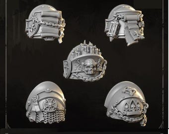 3d Printed Big Shoulder Pads x 10 Eternal Crusader Big Scale Upgrade Bits Armor Upgrade Bits Kitbash Bits Greytide Studio