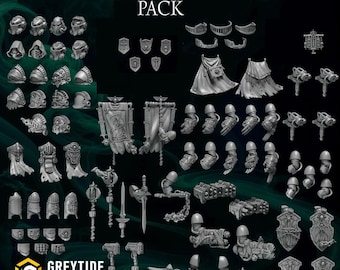 3d Printed Eternal Pilgrims Big Scale Amor Pack Upgrade Kitbash Bits Full Set Greytide Studio