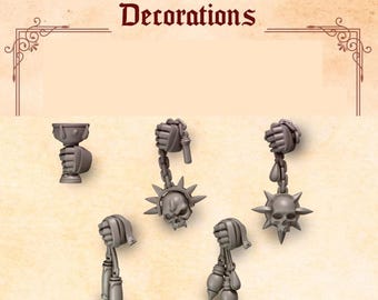 3d Printed Chalice Talisman Relics x5 Crimson Lords Hand Upgrade Bits Upgrade Bits Kitbash Bits Greytide Studio