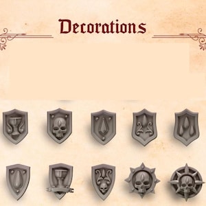 3d Printed Shoulder Shields x 10 Crimson Lords Accessory Armor Upgrade Bits Kitbash Bits Greytide Studio