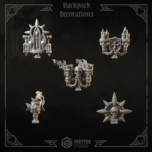 3d Printed Backpack Decorations x 5 Eternal Crusaders Bits Termi Upgrade Big Armor Templar Bits Kitbash Greytide Studio