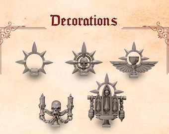 3d Printed Backpack Decorations x 5 Crimson Lords Upgrade Bits Kitbash Bits Greytide Studio