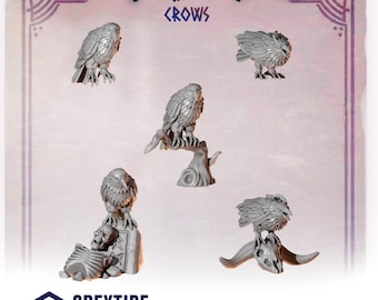 3d Printed Crows x 5 Decoration Upgrade Expansion Conversion Bits Kitbash Bits Greytide Studio