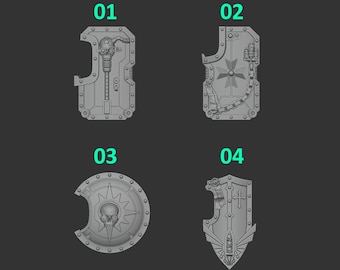 3d Printed Breacher Shields x5 Eternal Pilgrims Bits Crusader Templar Upgrade Shield Bits Kitbash Bits Greytide Studio