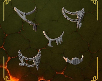 3d Printed Necklace x 5 Upgrade Bits Anvil Wardens Prime Scale Flame Scaled Upgrade Kitbash Bits Greytide Studio