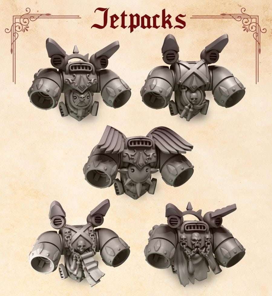 グリップフレンド　SPACE FIGHTER ジャンク 3d Printed Jetpacks X5 Crimson Lords Jump Pack Jet Pack Upgrade