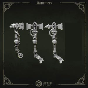 3d Printed Hammers x 5 Eternal Pilgrims Weapon Upgrade Bits Crusader Templar Upgrade Bits Kitbash Bits Greytide Studio