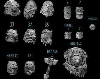 3d Printed Bear Company Armor Upgrade Primal Hounds Viking Armor Bits Tribal Kitbash Bits Greytide Studio