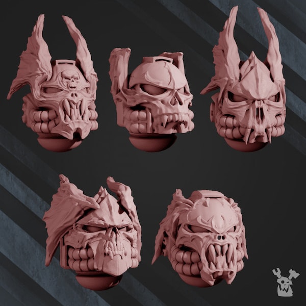 3d Printed Helmets Night Hunter Heads x 10 Armor Upgrade Bits Terror Night Beast Traitor Chaotic Nocturnal Kitbash Conversion DakkaDakka
