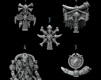 3d Printed Backpack Decorations x 5 Primal Hounds Wolf Armor Tribal Upgrade Bits Kitbash Bits Greytide Studio