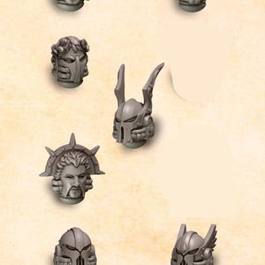 3d Printed Helmets x 10 Crimson Lords Heads Veteran Upgrade Bits Kitbash Bits Greytide Studio