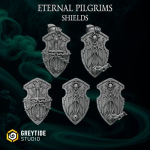 3d Printed Large Shields x 5 Eternal Pilgrims Bits Termi Upgrade Shield Bits Kitbash Bits Greytide Studio