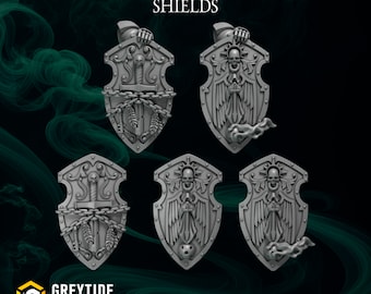 3d Printed Large Shields x 5 Eternal Pilgrims Big Scale Upgrade Shield Bits Kitbash Bits Greytide Studio