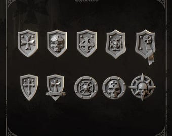 3d Printed Shoulder Shields x 10 Eternal Crusaders Big Scale Accessory Armor Upgrade Bits Kitbash Bits Greytide Studio