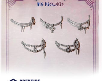 3d Printed Big Necklaces x 5 Upgrade Bits Primal Hounds Expansion Big Scale Tribal Upgrade Kitbash Bits Greytide Studio