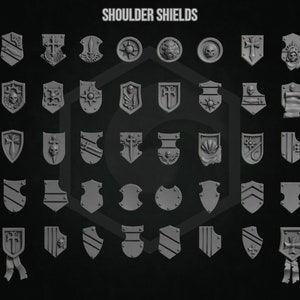 3d Printed Shoulder Shields x 10 Eternal Pilgrims Crusader Accessory Armor Upgrade Bits Kitbash Bits Greytide Studio