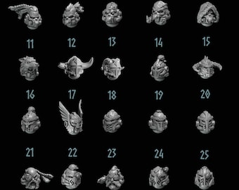 3d Printed Heads x 10 Primal Hounds Armor Upgrade Bits Conversion Bits Kitbash Bits Runic Tribal Glyph Bits Greytide Studio